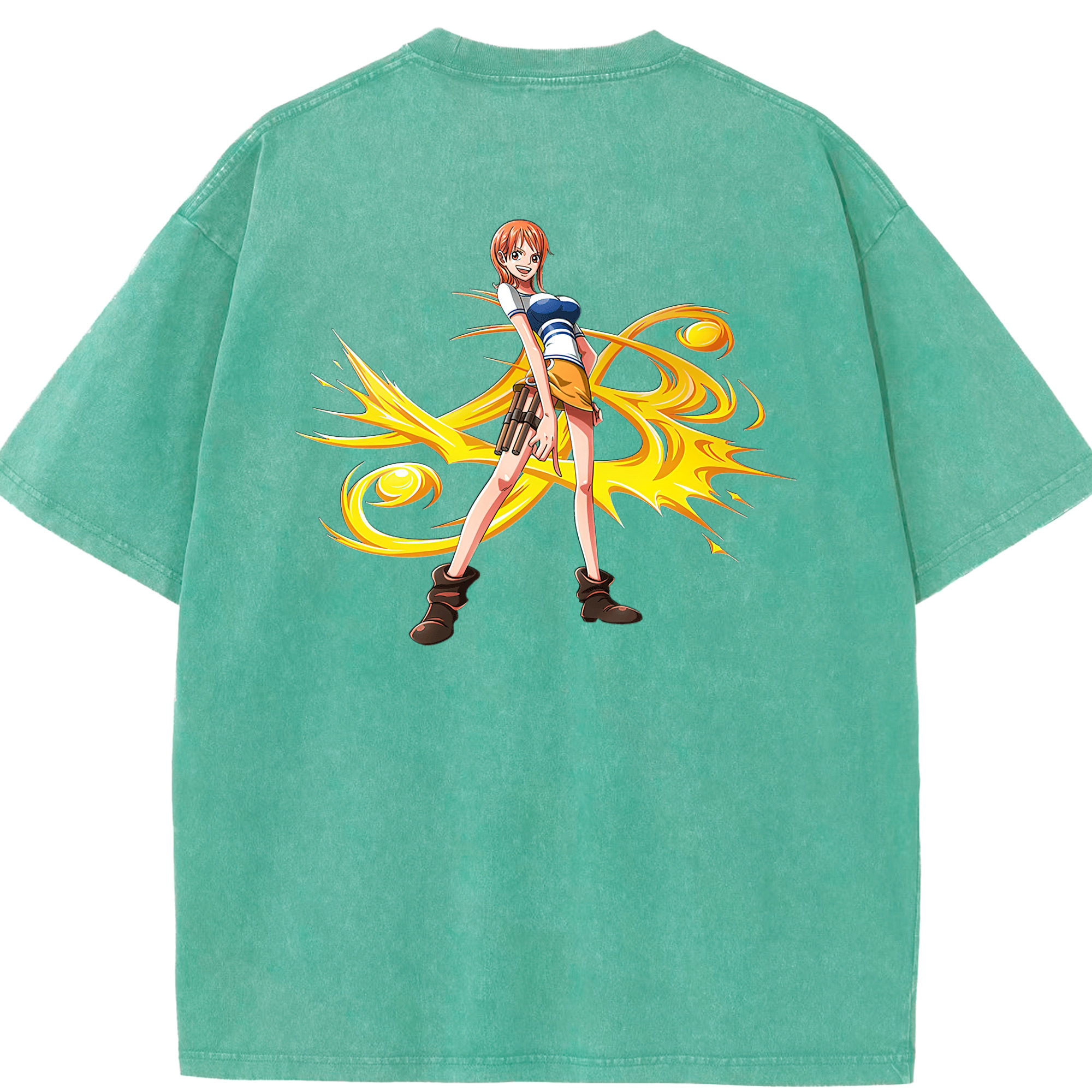 （画像用） ワンピース ナミ ONE PIECE Nami 綿100% ヴィンテージ風 半袖Tシャツ（背面プリント）